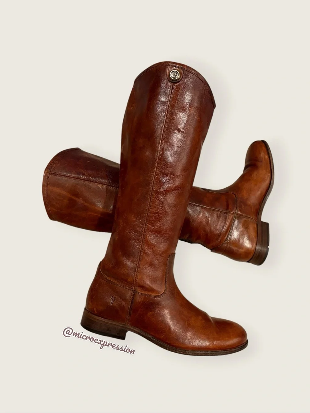 $399 Frye Melissa Button 2 Cognac Leather Equestrian Riding Knee High Tall Boots